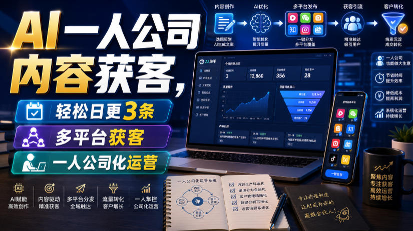 AI一人公司内容获客，轻松日更3条，多平台获客，一人公司化运营(更新0827)-资源后花园