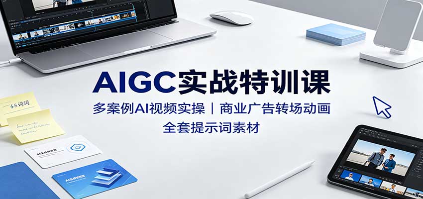 AIGC实战特训课：多案例AI视频实操，商业广告转场动画，全套提示词素材-资源后花园