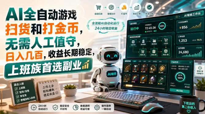 AI全自动游戏皮肤扫货和打金币，日入几百，内部方法大揭秘，0门槛！-资源后花园