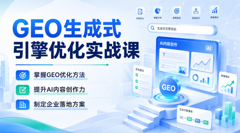 GEO生成式引擎优化实战课，掌握GEO优化方法，提升AI内容创作力，制定企业落地方案-资源后花园