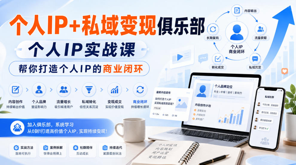 个人IP+私域变现俱乐部，个人IP实战课，帮你打造个人IP的商业闭环-资源后花园