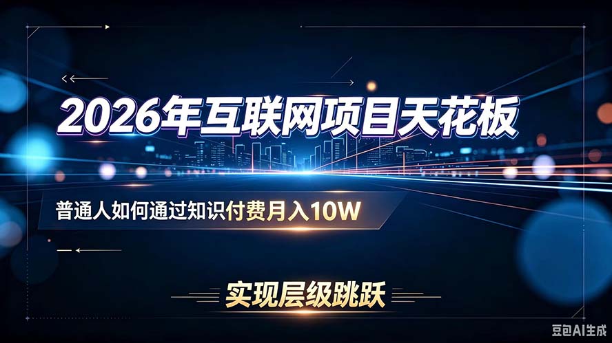 2026年互联网项目天花板：普通人如何通过知识付费月入10W，实现层级跳跃-资源后花园