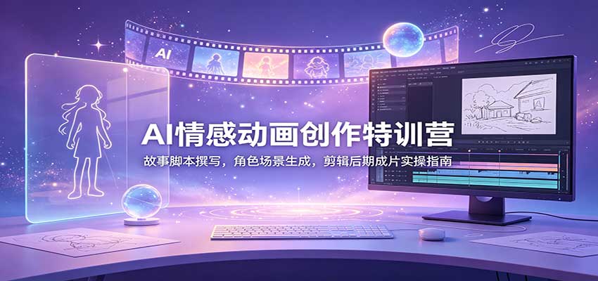 AI情感动画创作特训营：故事脚本撰写，角色场景生成，剪辑后期成片实操指南-资源后花园