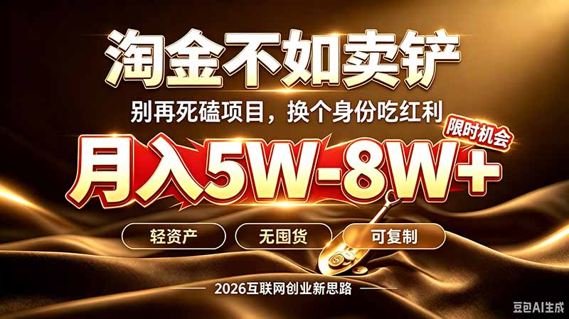 别再傻乎乎埋头跑项目！互联网真正赚钱逻辑：做卖铲人，拒绝当韭菜，逆风翻盘月入5-8W+-资源后花园