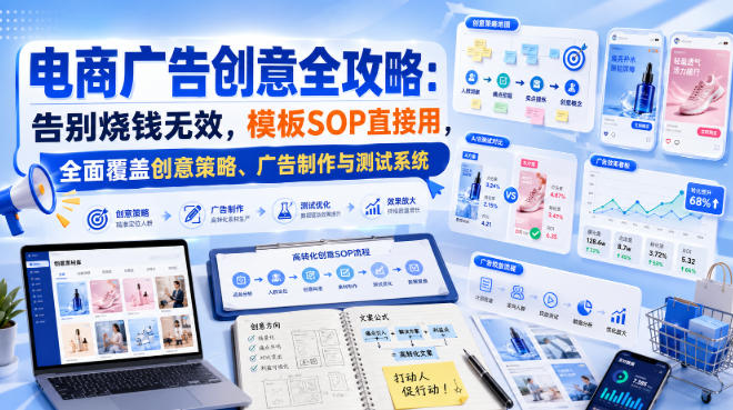 电商广告创意全攻略：告别烧钱无效，模板SOP直接用，全面覆盖创意策略、广告制作与测试系统【原创双语字幕】-资源后花园