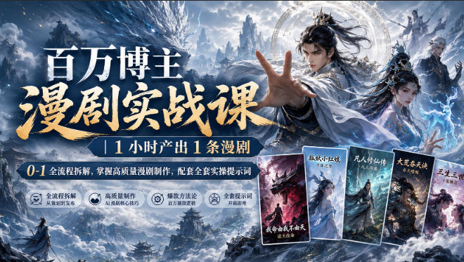 百万博主漫剧实战课｜1小时产出1条漫剧，0‑1全流程拆解，掌握高质量漫剧制作，配套全套实操提示词-资源后花园