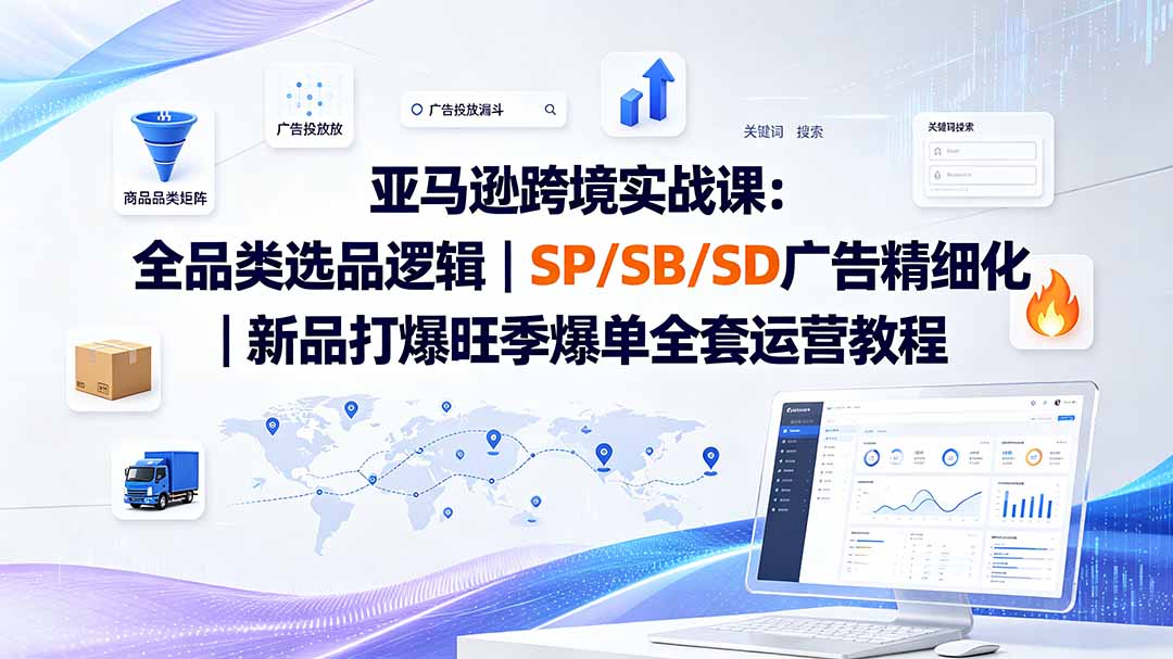 亚马逊跨境实战课-更新8月：全品类选品逻辑｜SP/SB/SD广告精细化｜新品打爆旺季爆单全套运营教程-资源后花园