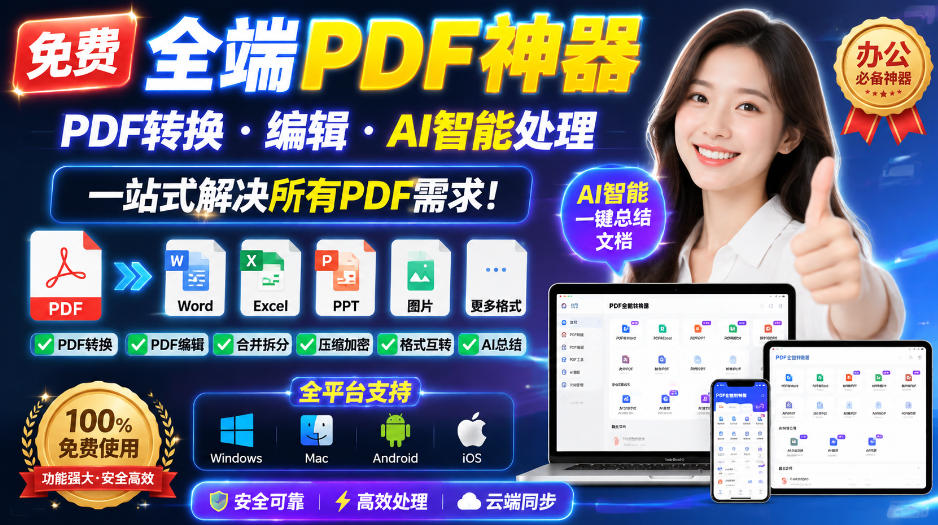免费全端PDF神器，PDF转换·编辑·AI智能处理，一站式解决所有PDF需求!-资源后花园