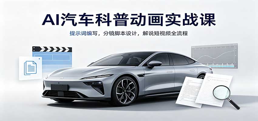 AI汽车科普动画实战课：提示词编写，分镜脚本设计，解说短视频全流程-资源后花园