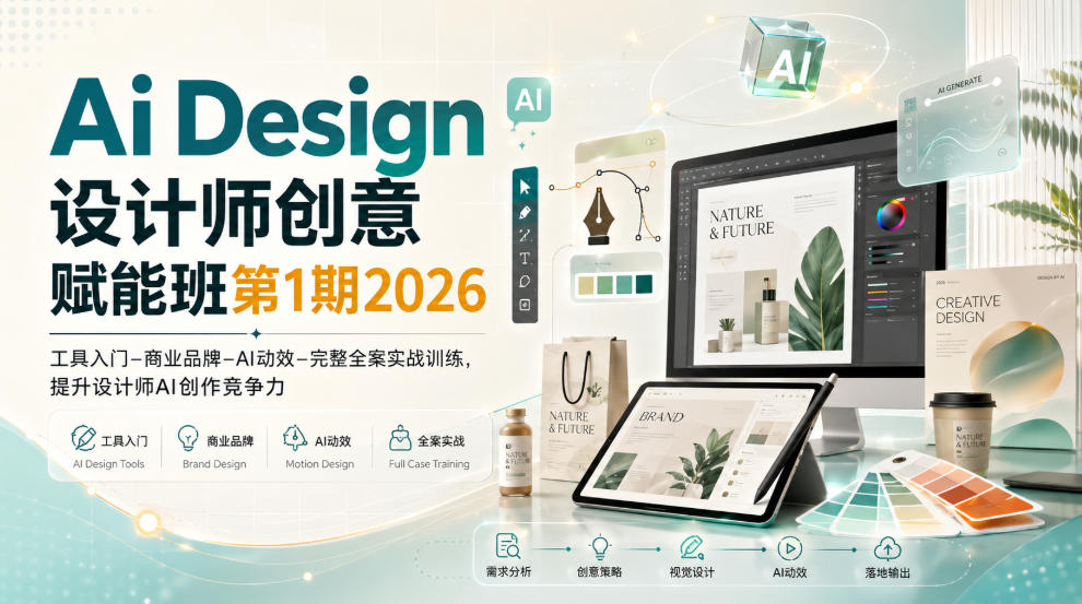 Ai Design设计师创意赋能班第1期2026｜工具入门‑商业品牌‑AI动效‑完整全案实战训练，提升设计师AI创作竞争力-资源后花园