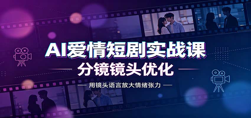 AI爱情短剧实战课：故事剧本创作，分镜镜头优化，智能体提示词-资源后花园