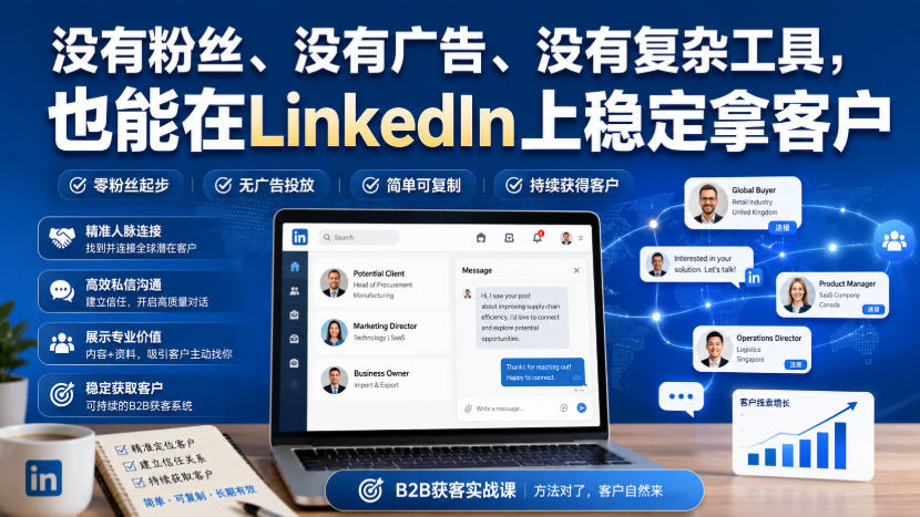 没有粉丝、没有广告、没有复杂工具，也能在LinkedIn上稳定拿客户【原创双语字幕】-资源后花园