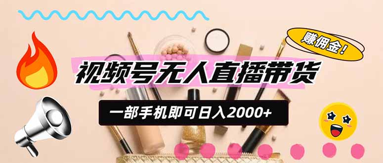 视频号带货，一天2000+，一部手机即可开展的完美副业，无需投资-资源后花园
