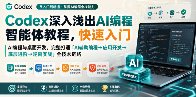 Codex深入浅出AI编程智能体教程，快速入门AI编程与桌面开发，打通「AI辅助编程→应用开发→底层进阶→逆向实战」全技术链路-资源后花园