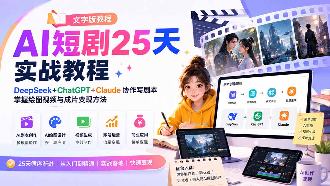 AI短剧25天实战教程(文字版教程-资源后花园