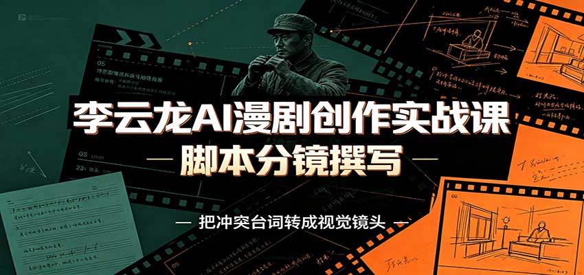 李云龙AI漫剧创作实战课：角色人设还原，脚本分镜撰写，AI漫剧成片完整制作教学-资源后花园