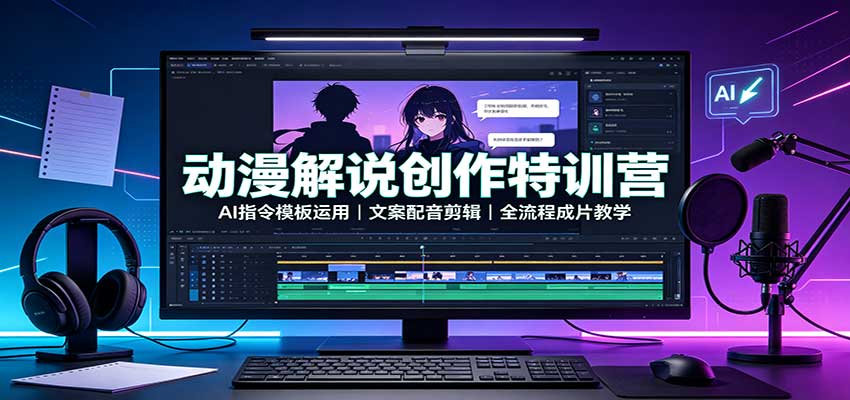 动漫解说创作特训营：AI指令模板运用，文案配音剪辑，全流程成片教学-资源后花园
