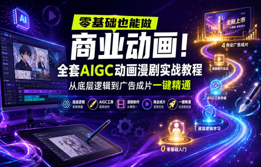 零基础也能做商业动画！全套AIGC动画漫剧实战教程，从底层逻辑到广告成片一键精通(更新0905)-资源后花园