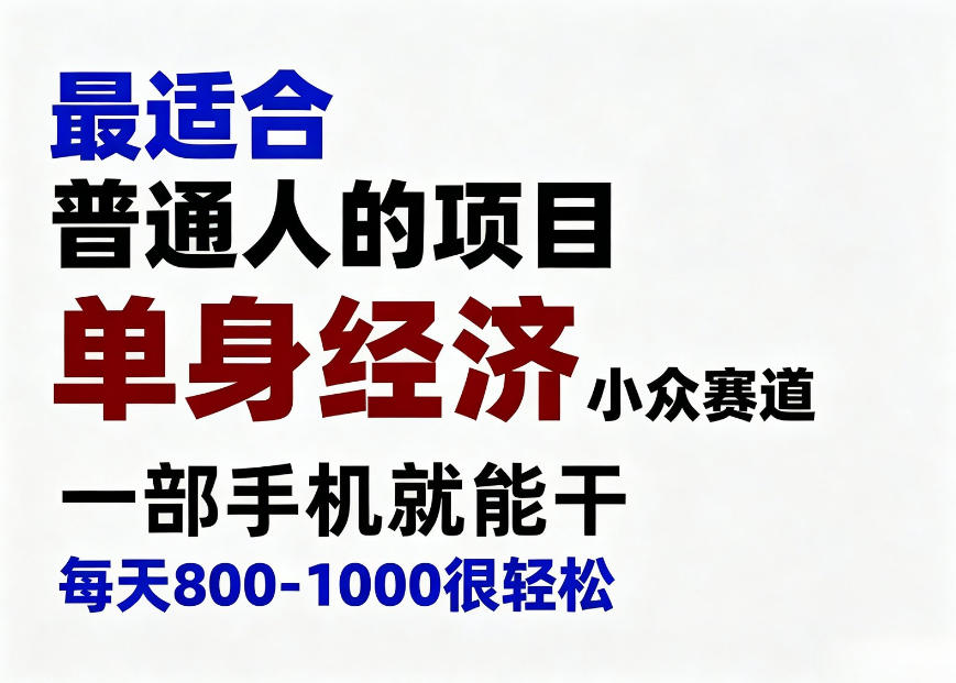 身经济小众赛道，一部手机就能干，每天搞个800-1000很轻松，最适合普通人的项目【揭秘】-资源后花园