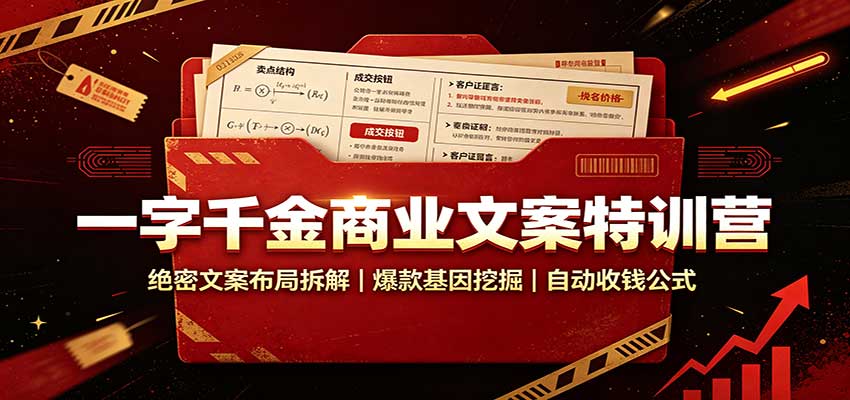 一字千金商业文案特训营：绝密文案布局拆解，爆款基因挖掘，自动收钱公式-资源后花园