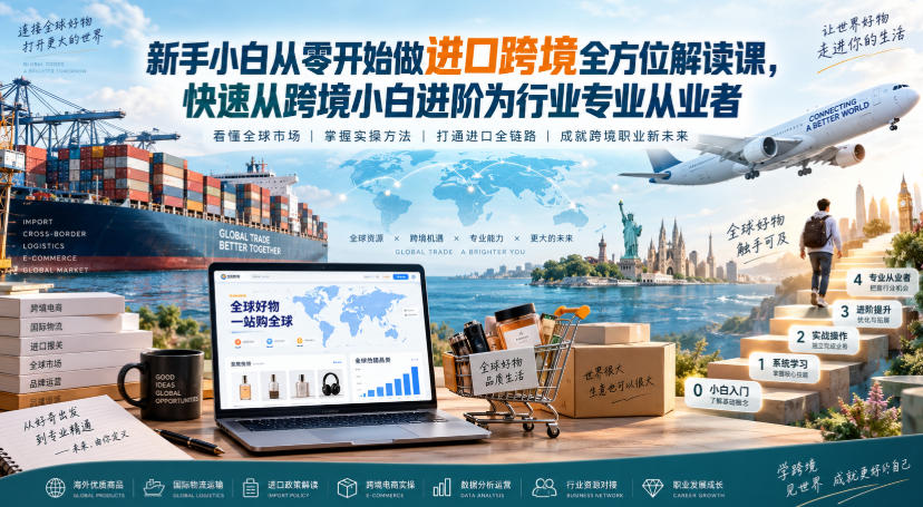 新手小白从零开始做进口跨境全方位解读课，快速从跨境小白进阶为行业专业从业者-资源后花园