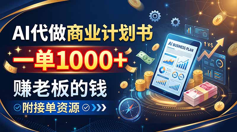 AI代做商业计划书,一单1000+,赚老板的钱,附接单资源