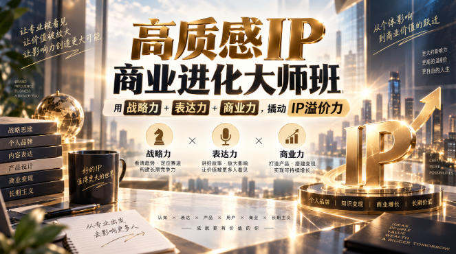 高质感IP商业进化大师班，用战略力+表达力+商业力，撬动IP溢价力-资源后花园