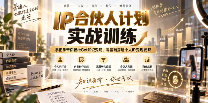 IP合伙人计划实战训练，手把手带你轻松Get知识变现，零基础搭建个人IP变现闭环(更新260908)-资源后花园