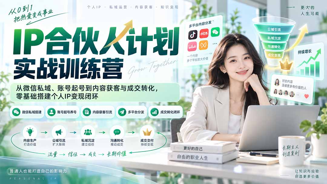 IP合伙人计划实战训练营-更新：从微信私域、账号起号到内容获客与成交转化，零基础搭建个人IP变现闭环-资源后花园