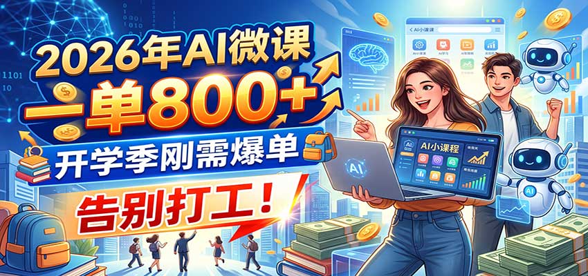 2026年AI微课，一单800+，开学季刚需爆单，告别打工！-资源后花园