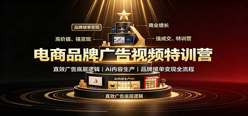 电商品牌广告视频特训：直效广告底层逻辑，AI内容生产，品牌接单变现全流程-资源后花园