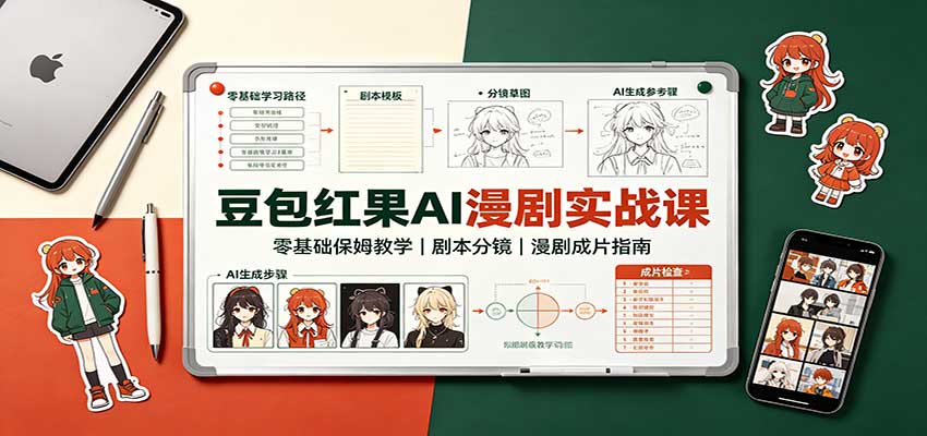 豆包红果AI漫剧实战课：零基础保姆教学，剧本分镜，漫剧成片指南-资源后花园