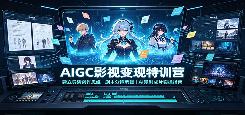 AIGC影视变现特训营：建立导演创作思维，剧本分镜剪辑，AI漫剧成片实操指南-资源后花园