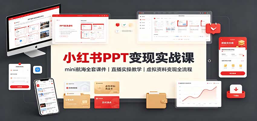 小红书PPT变现实战课：mini航海全套课件+直播实操教学，虚拟资料变现全流程-资源后花园