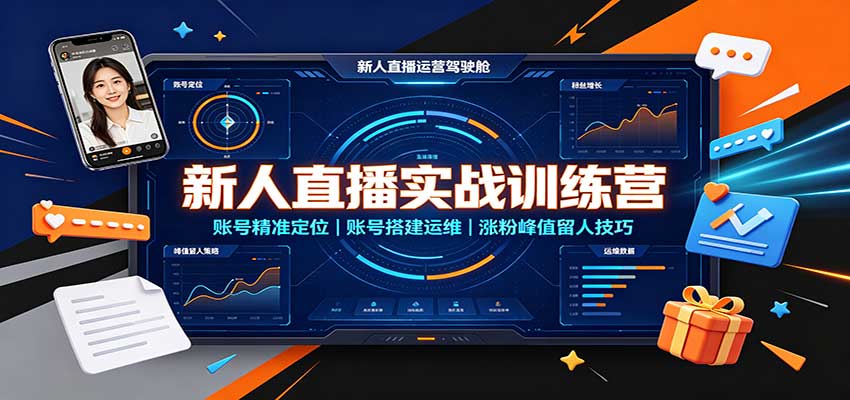新人直播实战训练营：账号精准定位，账号搭建运维，涨粉峰值留人技巧-资源后花园
