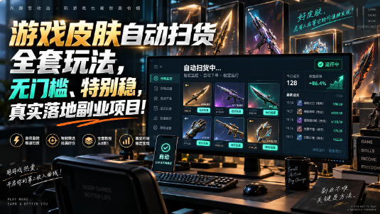 游戏皮肤自动扫货全套玩法，无门槛、特别稳，真实落地副业项目！【揭秘】-资源后花园
