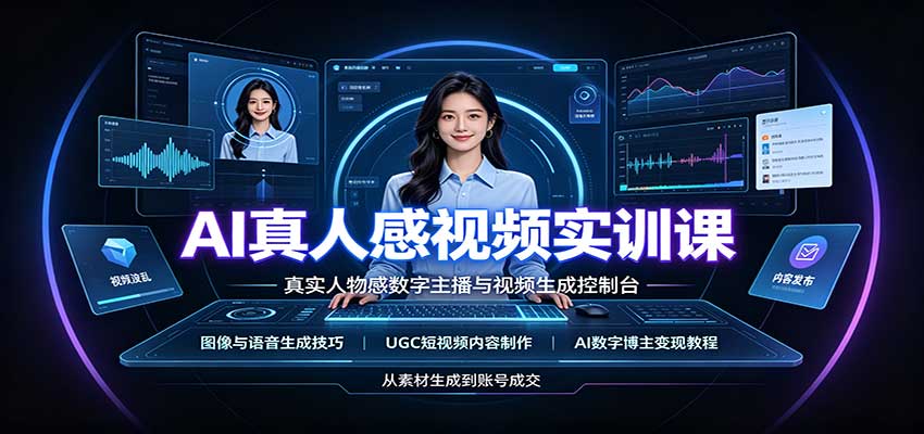 AI真人感视频实训课：图像语音生成，UGC内容制作，AI数字博主变现教程-资源后花园
