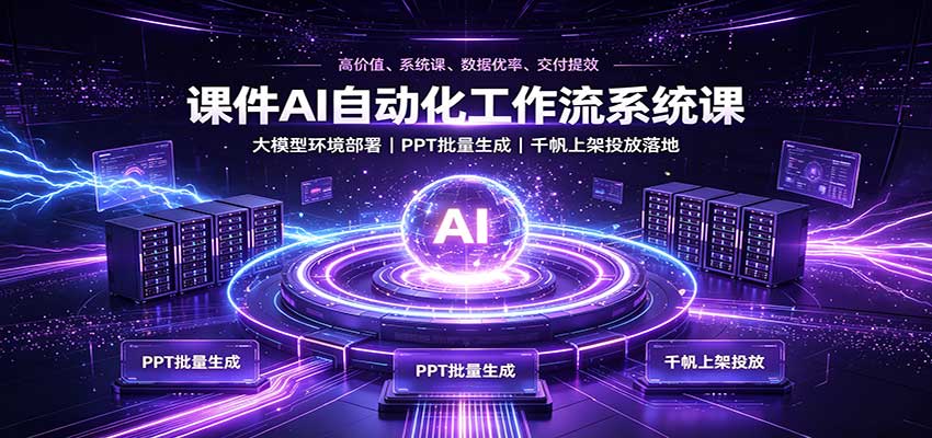 课件AI自动化工作流系统课：大模型环境部署，PPT批量生成，千帆上架投放落地-资源后花园