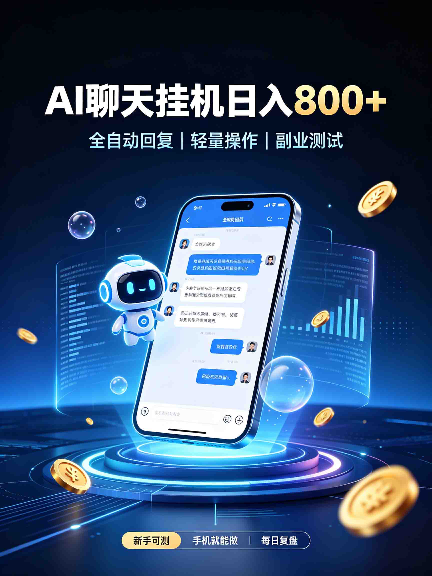 AI聊天挂机，日入800+，适用个人副业，工作室矩阵操作-资源后花园