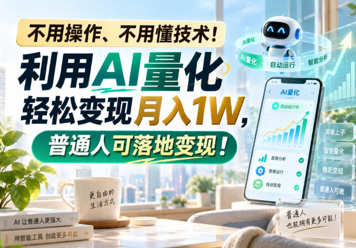 不用操作、不用懂技术！利用AI量化轻松变现月入1W，普通人可落地变现！【揭秘】-资源后花园