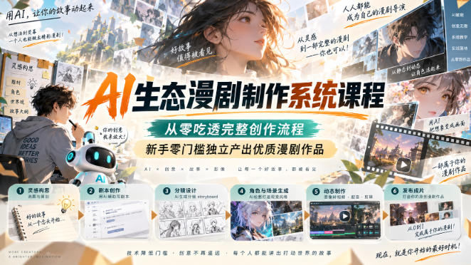 AI生态漫剧制作系统课程，从零吃透完整创作流程，新手零门槛独立产出优质漫剧作品-资源后花园