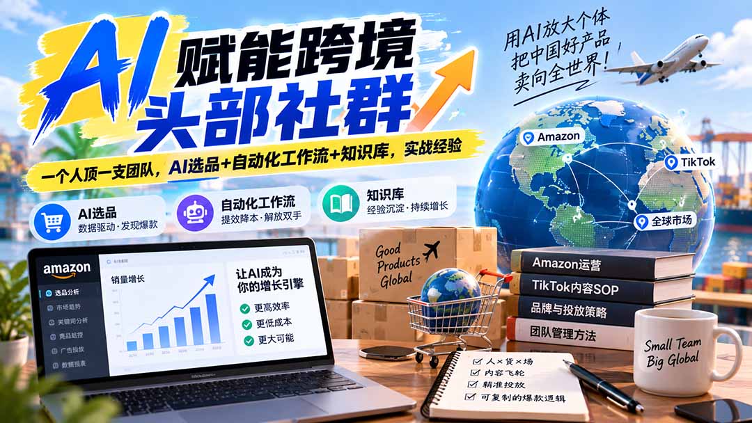 AI赋能跨境头部社群-更新9月：一个人顶一支团队，AI选品+自动化工作流+知识库，实战经验-资源后花园
