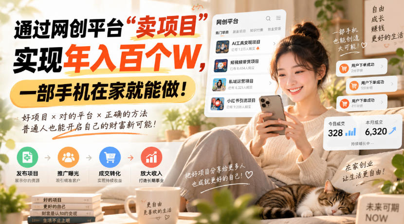 靠卖网创项目变现，一年拿下百万收益！一台手机就能操作！-资源后花园