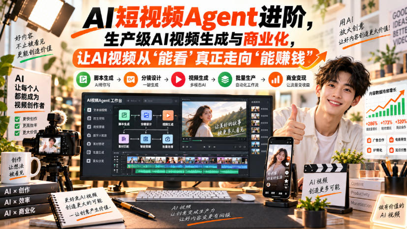 AI短视频Agent进阶，生产级AI视频生成与商业化，让AI视频从”能看”真正走向”能賺钱”-资源后花园