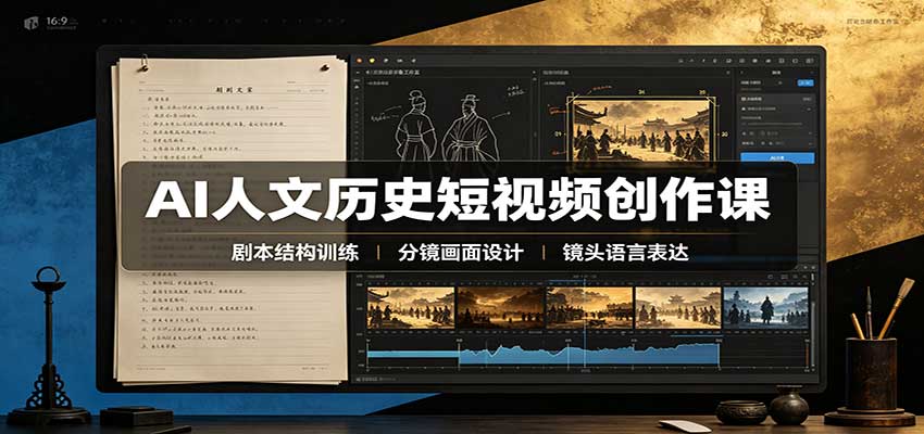 AI人文历史短视频创作课：赛道对标、剧本分镜制图，掌握视频完整产出流程-资源后花园