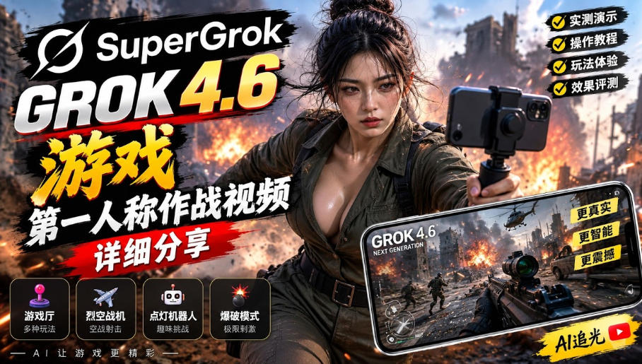 Grok 4.6也能做游戏？第一人称作战视频实测｜玩法详细讲解-资源后花园