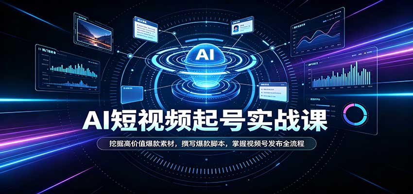 短视频AI起号实战课：挖掘高价值爆款素材，撰写爆款脚本，掌握视频号发布全流程-资源后花园
