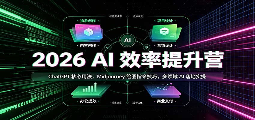 2026 AI效率提升营：ChatGPT核心用法，Midjourney绘图指令技巧，多领域AI落地实操-资源后花园