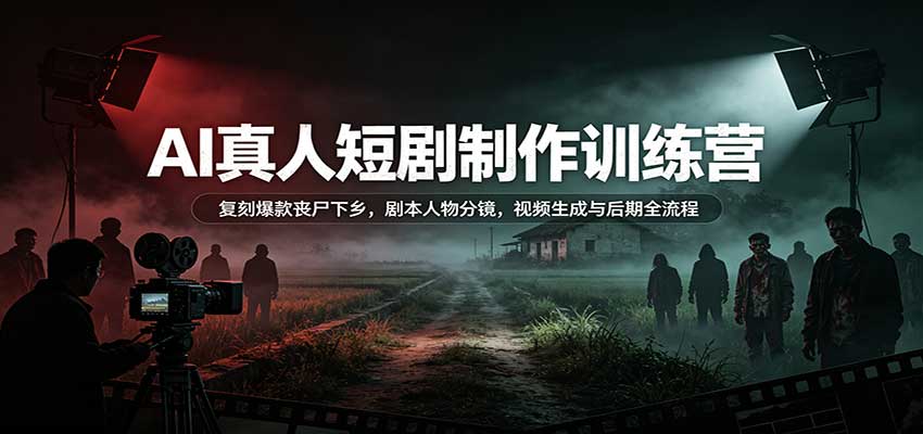 AI真人短剧制作训练营：复刻爆款丧尸下乡，剧本人物分镜，视频生成与后期全流程-资源后花园