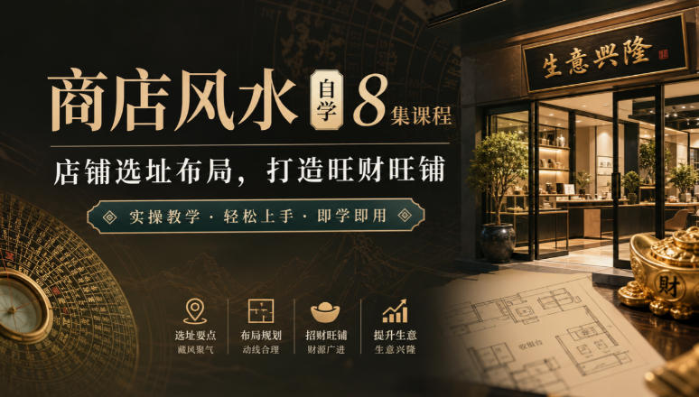 商店风水自学8集课程｜店铺选址布局，打造旺财旺铺实操教学-资源后花园
